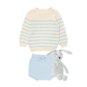 minnow Knits<Baby Boys Knit Bundle Cream And Blue Stripe