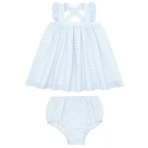 minnow Clothing<Baby Flutter Tank Bloomer Set Powder Blue Stripe