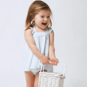 minnow Tops<Baby Flutter Tank Bloomer Set Powder Blue Stripe