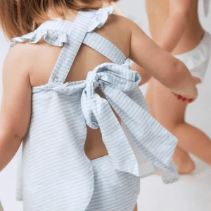 minnow Tops<Baby Flutter Tank Bloomer Set Powder Blue Stripe