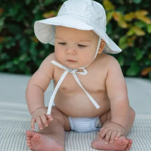 minnow Accessories<Baby Sun Hat | Swim Powder Blue Stripe