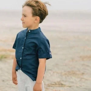 minnow Bottoms<Boys Canvas Short Powder Blue Stripe