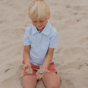 minnow Tops<Boys Cotton Polo Powder Blue Stripe
