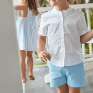 minnow Bottoms<Boys Cotton Twill Short Peri Blue