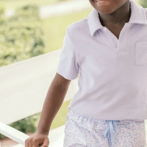 minnow Tops<Boys French Terry Polo Shirt Bay Lavender