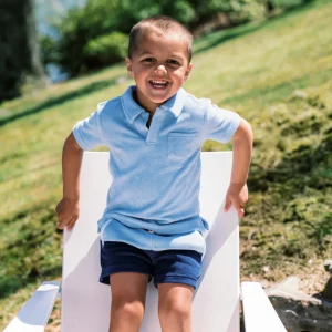 minnow Bottoms<Boys French Terry Short | Swim Freshwater Blue Navy Colorblock