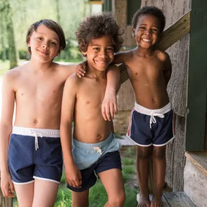 minnow Bottoms<Boys French Terry Short | Swim Freshwater Blue Navy Colorblock