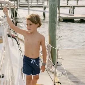 minnow Boardies<Boys Navy Boardie With Side Binding Navy With Side Piping