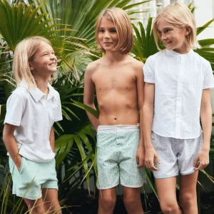 minnow Bottoms<Boys Stripe French Terry Short Abaco Green