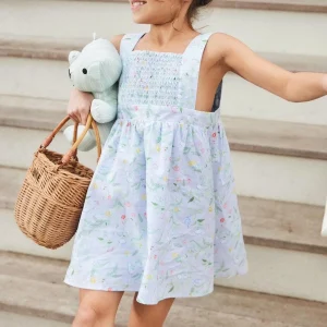 minnow Dresses<Girls Bay Lavender Smocked Bib Dress Bay Lavender Floral