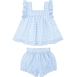 minnow Tops<Girls Blue Gingham Bloomer Set Oasis Blue Gingham