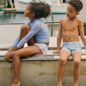 minnow Bikinis<Girls Capeside Vineyard Swim Shorts Capeside White
