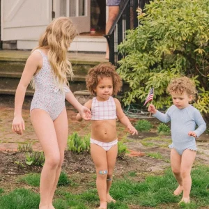 minnow Bikinis<Girls Double Bow Bikini Windowpane