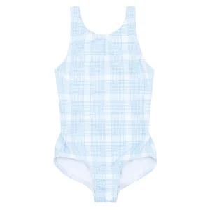 minnow One Pieces<Girls Double Bow One Piece Sunwashed Plaid