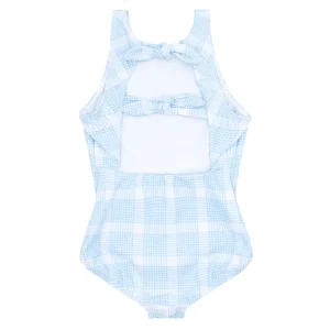 minnow One Pieces<Girls Double Bow One Piece Sunwashed Plaid