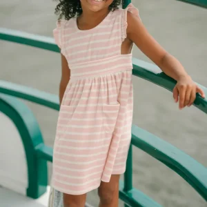 minnow Clothing<Girls French Terry Pinafore Dress | Swim Pink And Cream