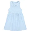 minnow Dresses<Girls French Terry Tennis Dress Powder Blue Stripe