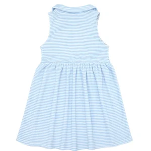 minnow Dresses<Girls French Terry Tennis Dress Powder Blue Stripe