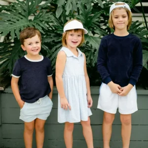 minnow Terry<Girls French Terry Tennis Dress Powder Blue Stripe