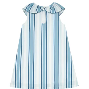 minnow Dresses<Girls Freshwater Stripe Ruffle Collar Dress | Swim White