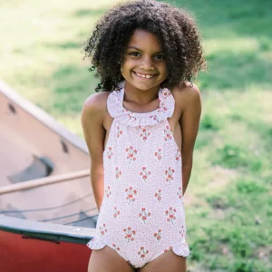 minnow Rashguards<Girls Halter One Piece Raspberry Red