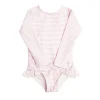 minnow Rashguards<Girls Light Rashguard One Piece Pink Stripe