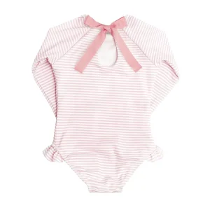 minnow Rashguards<Girls Light Rashguard One Piece Pink Stripe