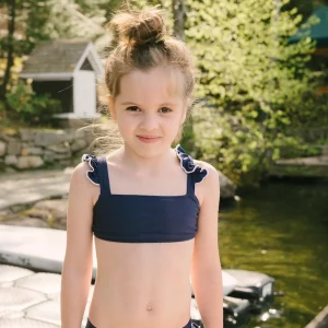 minnow Bikinis<Girls Navy And White Tie Back Bikini