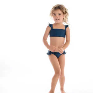 minnow Bikinis<Girls Navy And White Tie Back Bikini