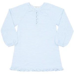 minnow Dresses<Girls Pima Dress Powder Blue Stripe