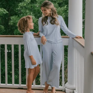 minnow Dresses<Girls Pima Dress Powder Blue Stripe