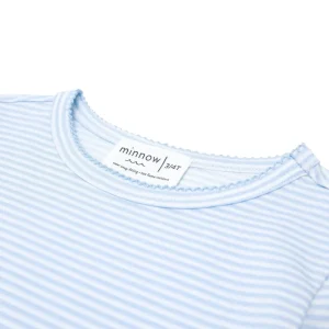 minnow Sleepwear<Girls Pima Pajamas Set Powder Blue Stripe