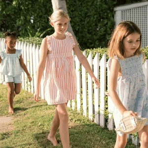 minnow Dresses<Girls Pinafore Dress Calypso Coral Stripe