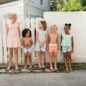 minnow Dresses<Girls Pinafore Dress Calypso Coral Stripe