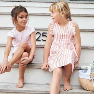 minnow Dresses<Girls Pinafore Dress Calypso Coral Stripe