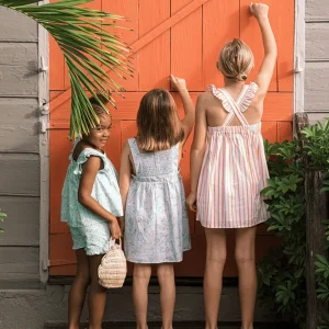 minnow Dresses<Girls Pinafore Dress Calypso Coral Stripe