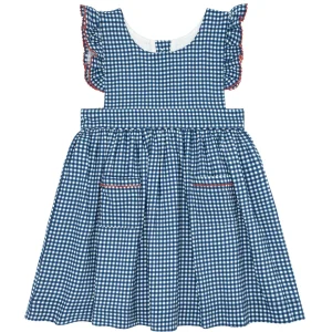 minnow Dresses<Girls Pinafore Dress | Swim Navy Gingham