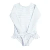 minnow Rashguards<Girls Rashguard One Piece Powder Blue Stripe