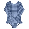 minnow One Pieces<Girls Rashguard One Piece | Swim Navy Gingham