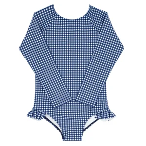 minnow One Pieces<Girls Rashguard One Piece | Swim Navy Gingham
