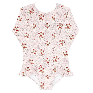 minnow One Pieces<Girls Rashguard One Piece | Swim Raspberry Red