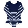 minnow One Pieces<Girls Rashguard One Piece | Swim Navy Breton Stripe