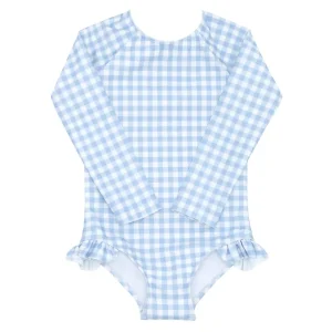 minnow One Pieces<Girls Rashguard One Piece Oasis Blue Gingham