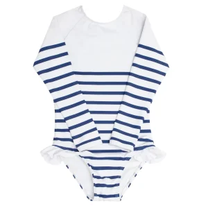 minnow One Pieces<Girls Rashguard One Piece | Swim Breton Stripe