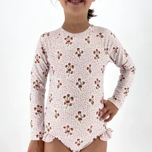minnow One Pieces<Girls Rashguard One Piece | Swim Raspberry Red