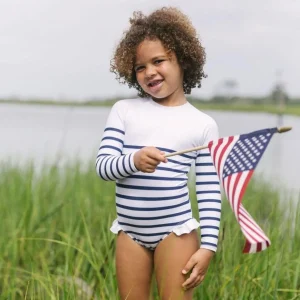 minnow One Pieces<Girls Rashguard One Piece | Swim Breton Stripe