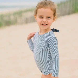 minnow One Pieces<Girls Rashguard One Piece | Swim Navy Stripe
