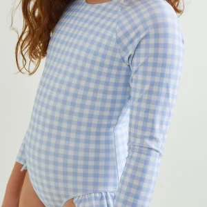 minnow Rashguards<Girls Rashguard One Piece Oasis Blue Gingham
