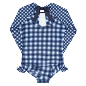 minnow Swim<Girls Rashguard One Piece | Swim Navy Gingham
