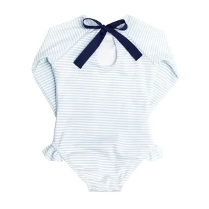 minnow Rashguards<Girls Rashguard One Piece Powder Blue Stripe